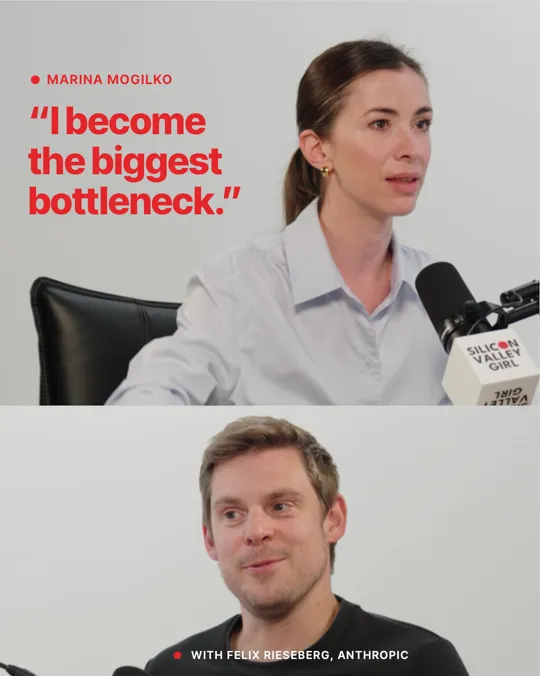 Slide 1. Marina: I become the biggest bottleneck. With Felix Rieseberg, Anthropic.